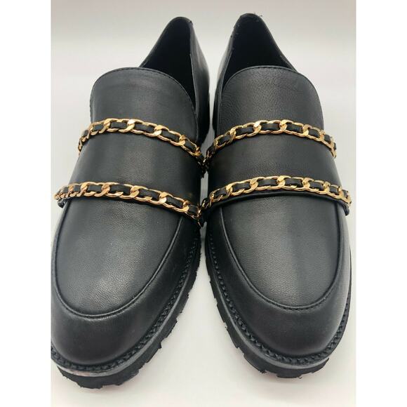 Karl Lagerfeld Women's Flats Irene Leather Gold Chain Slip On Size 7.5M New - Picture 7 of 10